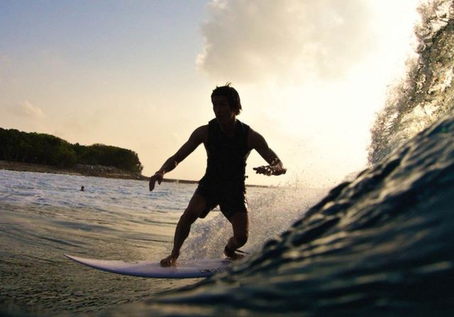 Surfer at sunset